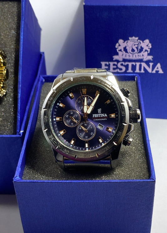 Festina Homme Argent Bleu